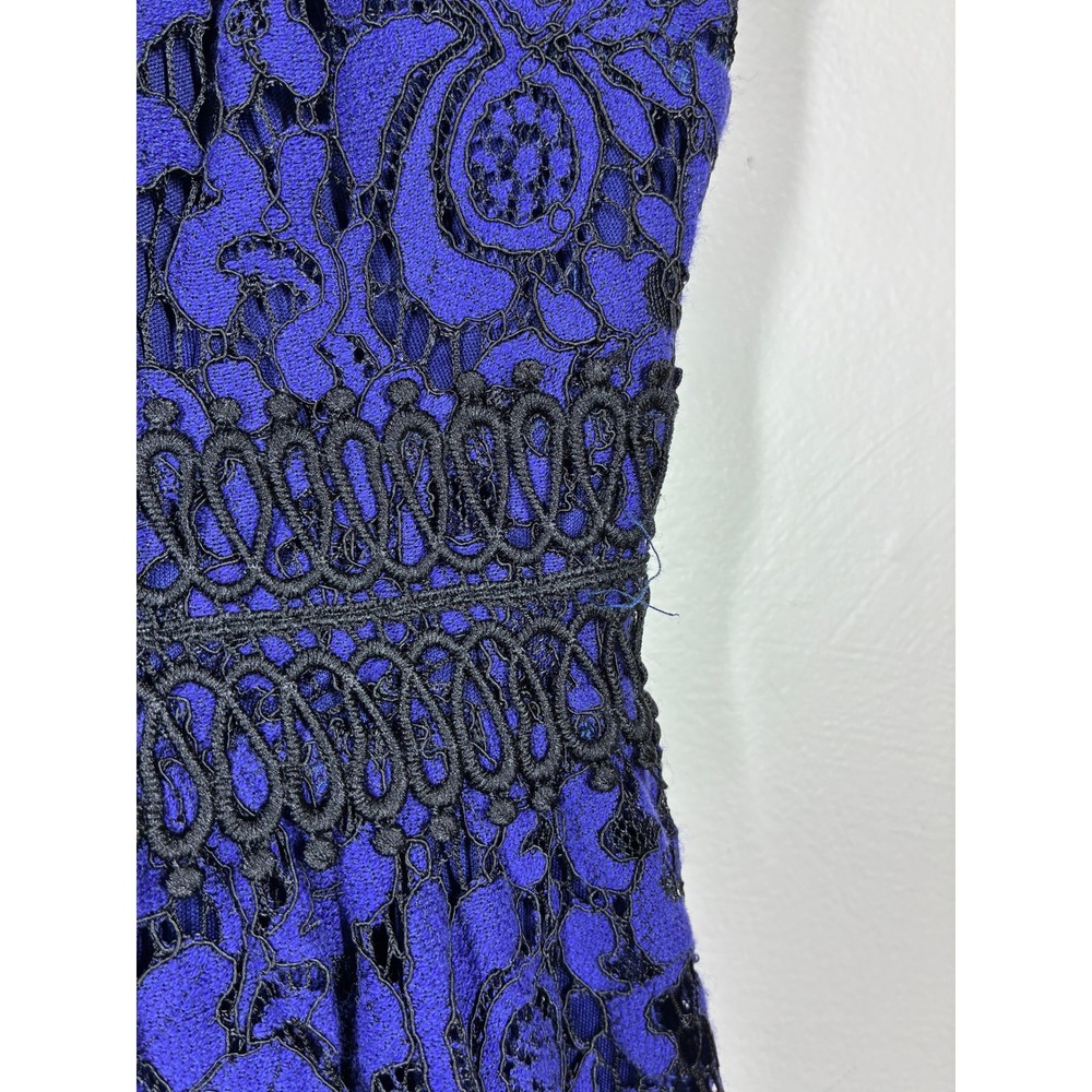 Altar'd State Lace Dress Blue Black Floral Overlay Fit Flare Medium Dainty - Picture 6 of 13